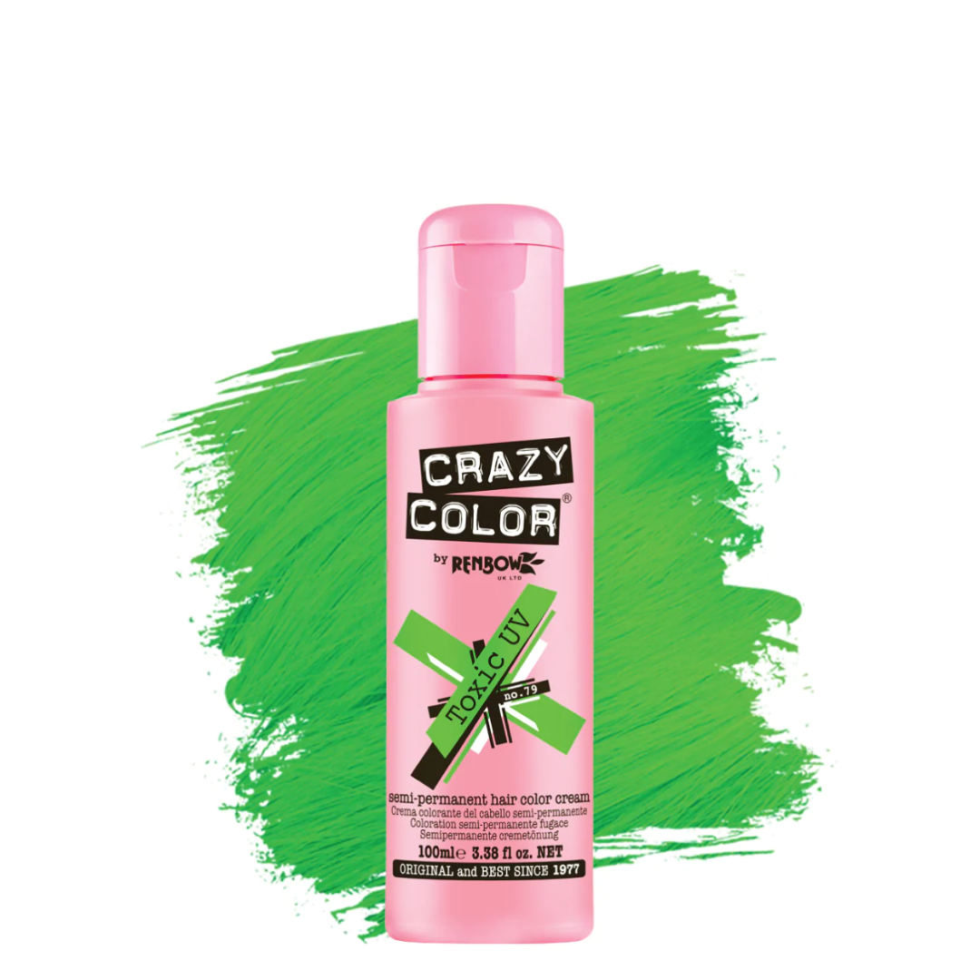 Crazy Color Salon Pro Semi Permanent UV/Blacklight Reactive Hair Color -  150ml Bottle Toxic UV (Neon Green) 