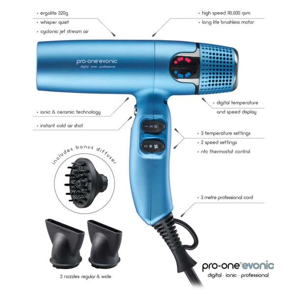 Pro-One Evonic Hairdryer - Blue
