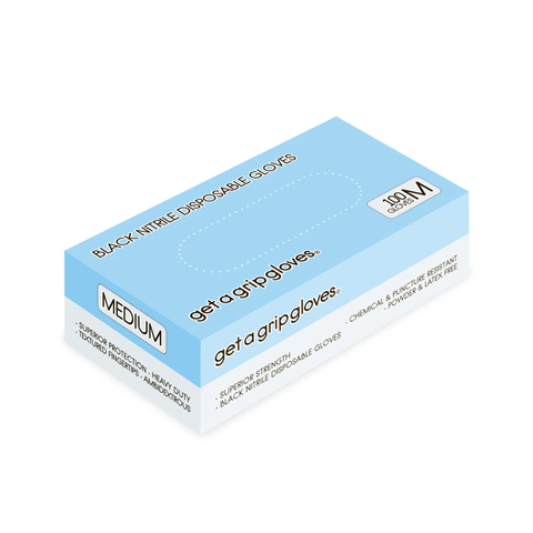 Get a Grip Gloves - Black Nitrile Gloves (100pcs) Medium