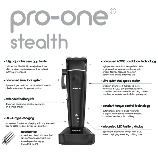 Pro-One Stealth Professional Cordless Clipper