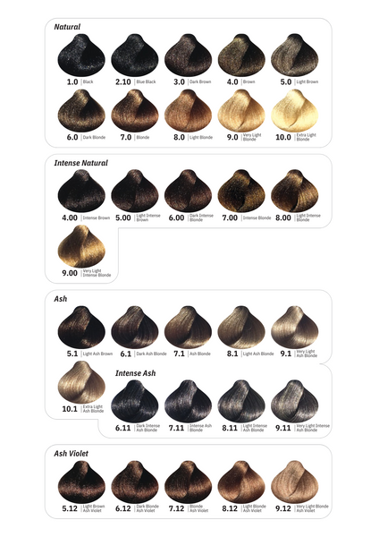 Cristalli Hair Colour Creme Colour Chart