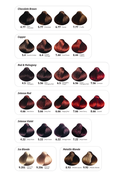 Cristalli Hair Colour Creme Colour Chart