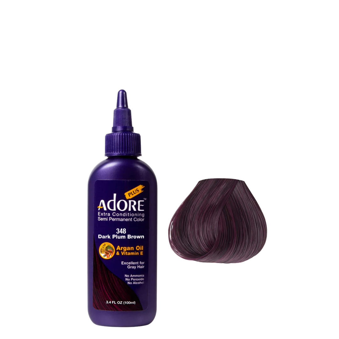 Adore Plus Semi Permanent Hair Color - 348 Dark Plum Brown