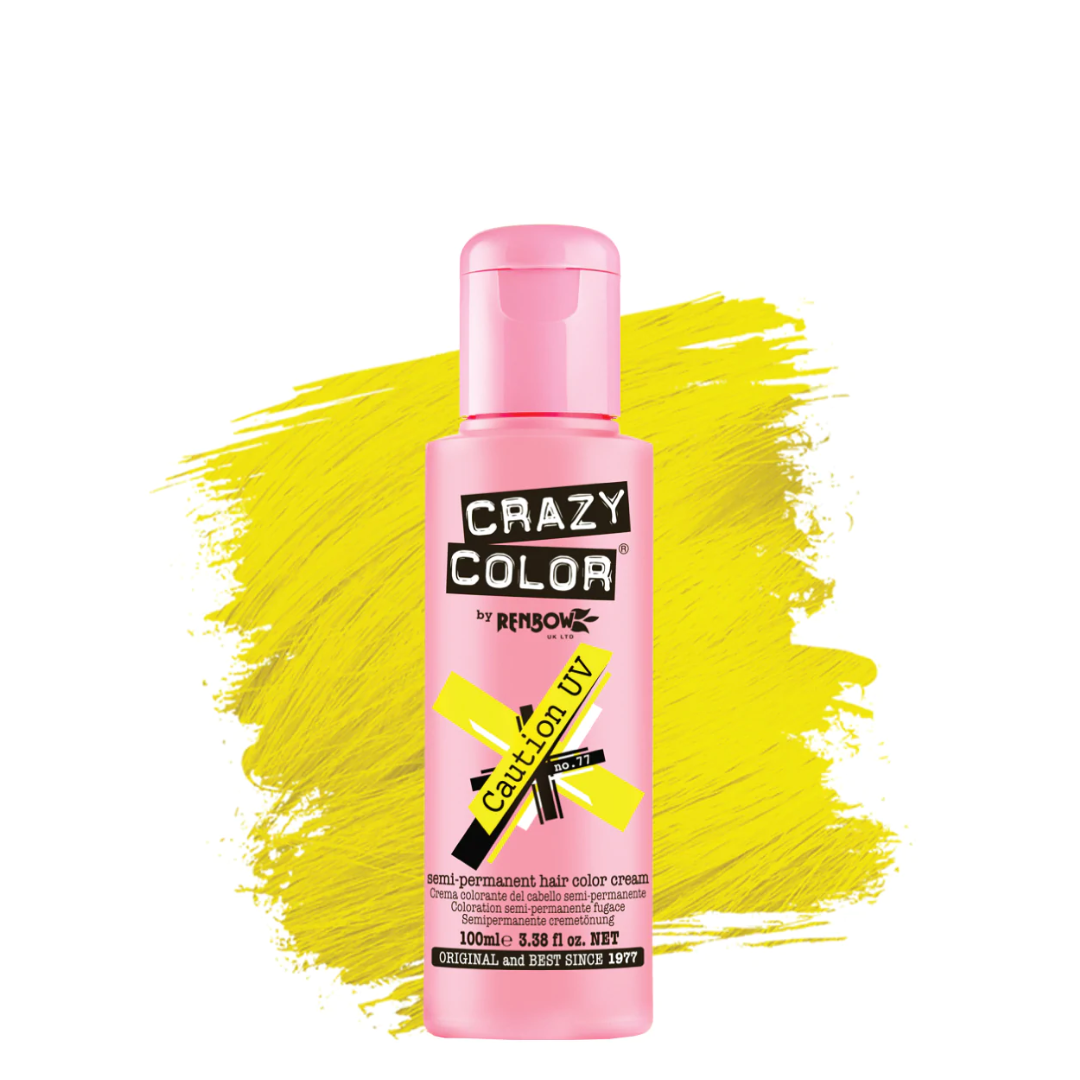 Crazy Color Semi-Permanent Hair Color Cream - 77 Caution UV Yellow